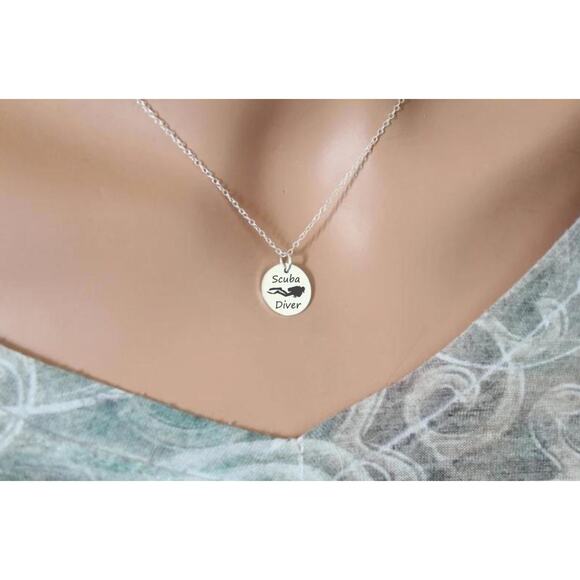 Sterling Silver Customizable Scuba Diver Necklace - Picture 2 of 3